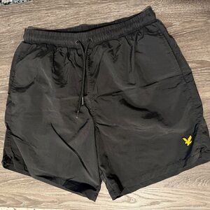 Lyle & Scott Black Swim Shorts with Yellow Logo